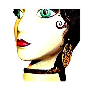 Vintage Wild Tigress Leopard Print Choker & Earrings Set